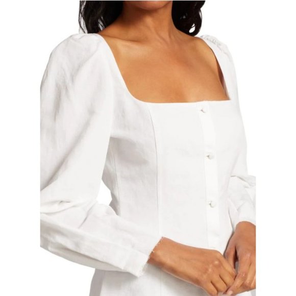 NWT BROCK COLLECTION THELMA LINEN & SILK BLEND PUFF SLEEVE SLIM FIT BLOUSE SZ 6 - Picture 4 of 8